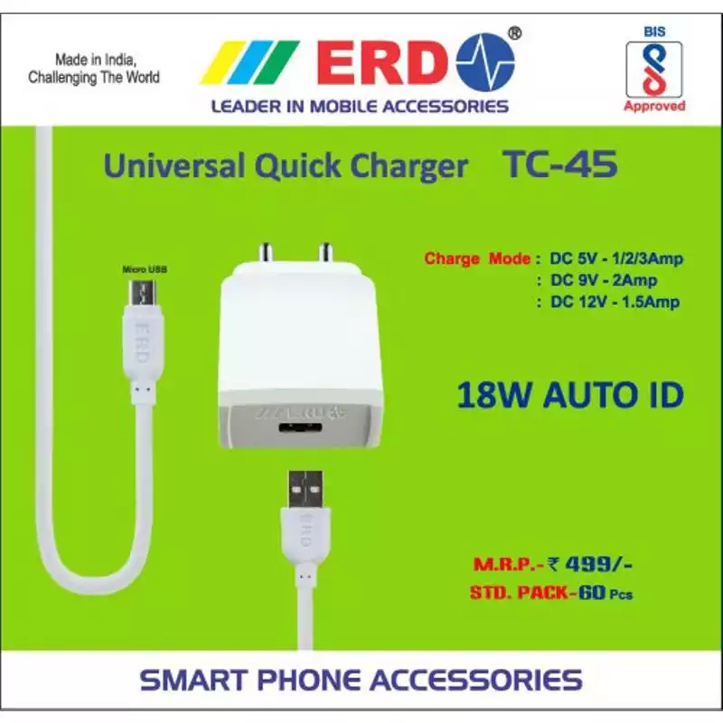 ERD 18 Watt Auto ID Quick Universal Mobile Charger TC-45